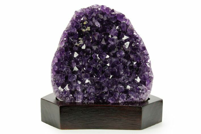 Deep Purple Amethyst Geode With Wood Base - Uruguay #364436
